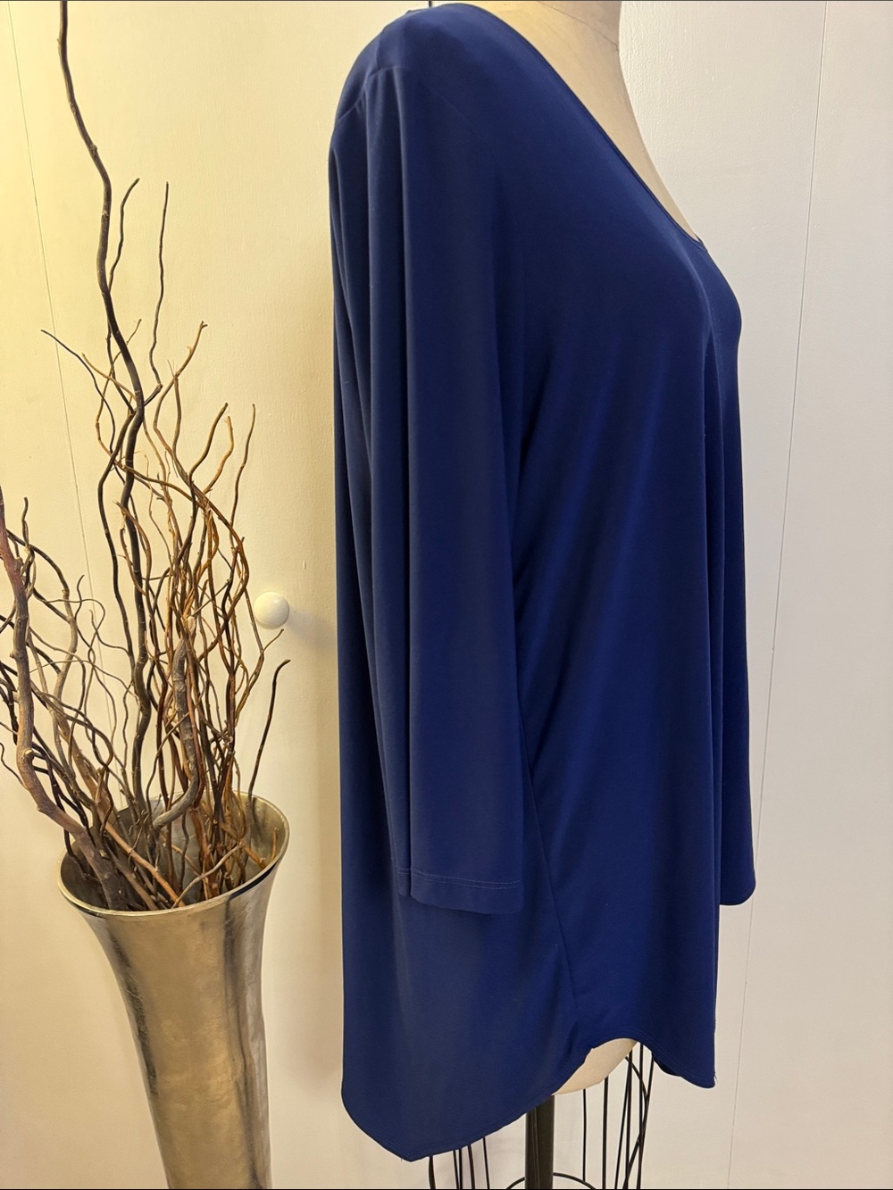 Slinky Brand Scoop Neck navy Tunic Top - Picture 4 of 6